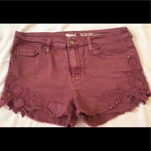 Burgundy Jean Shorts